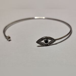 Dainty Sterling Silver 925 Evil Eye Open Cuff Bracelet